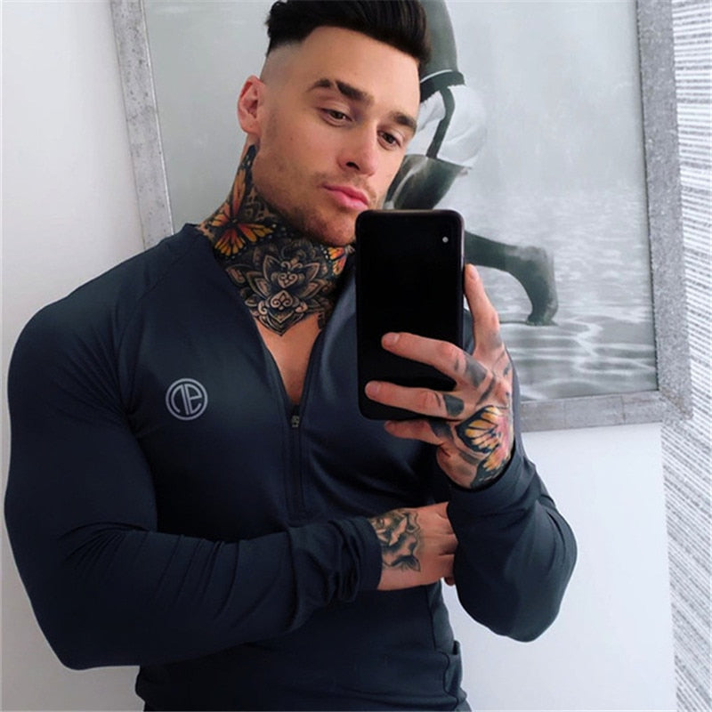Buy yq-66-black Long-sleeved Fitness and Bodybuilding T-shirt Gym Fitness Quick-drying Sports Tops