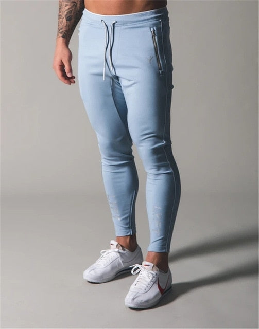 Buy ck-06-light-blue Skinny Fit Fitness Jogging Pants for Men Casual Pencil Pants Pure Cotton foot zipper leggings for men