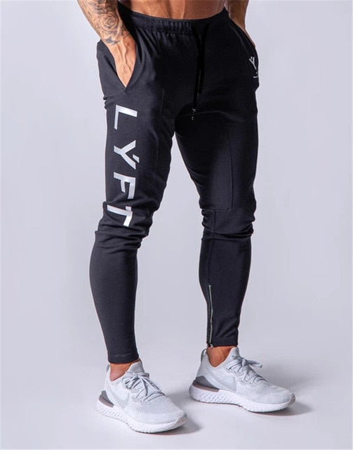 Buy ck-086-black Skinny Fit Fitness Jogging Pants for Men Casual Pencil Pants Pure Cotton foot zipper leggings for men