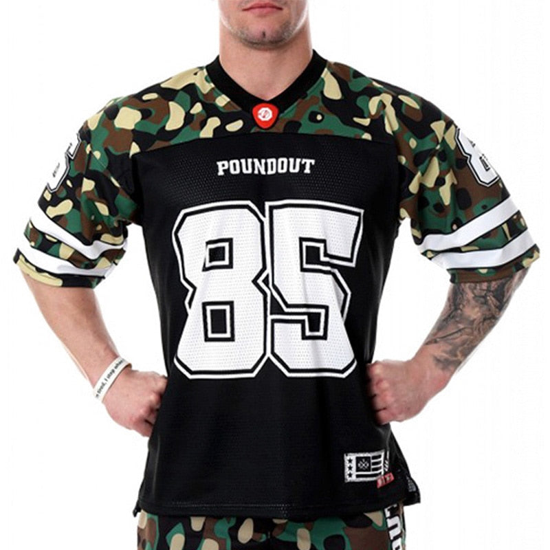 Buy camouflage-blcak-85 Quick Dry Breathable T-shirts For Mne American Football-style Jersey Shirt Loose  t-shirt Size M-XXL
