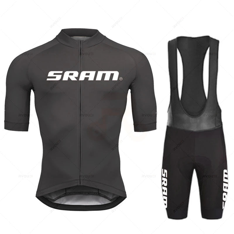 Sram Pro Cycling Jersey Sets for Men Bib Shorts Bicycle Short Sleeve