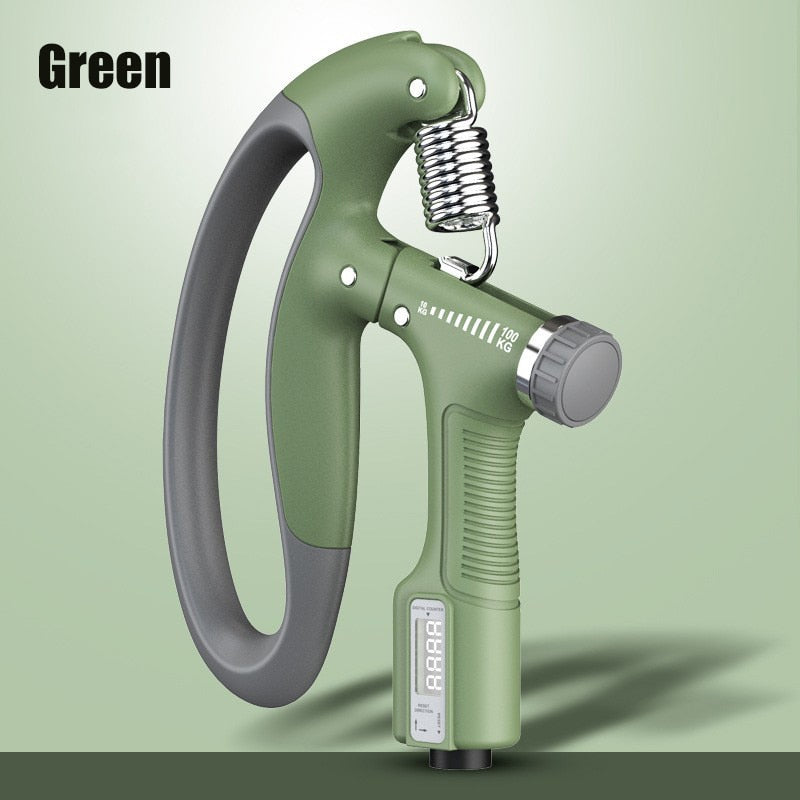 Buy green 10-100Kg Adjustable Hand Grip Strengthener Electronic Countable Heavy Hand Gripper Finger Exerciser Grip Wrist Expander Training
