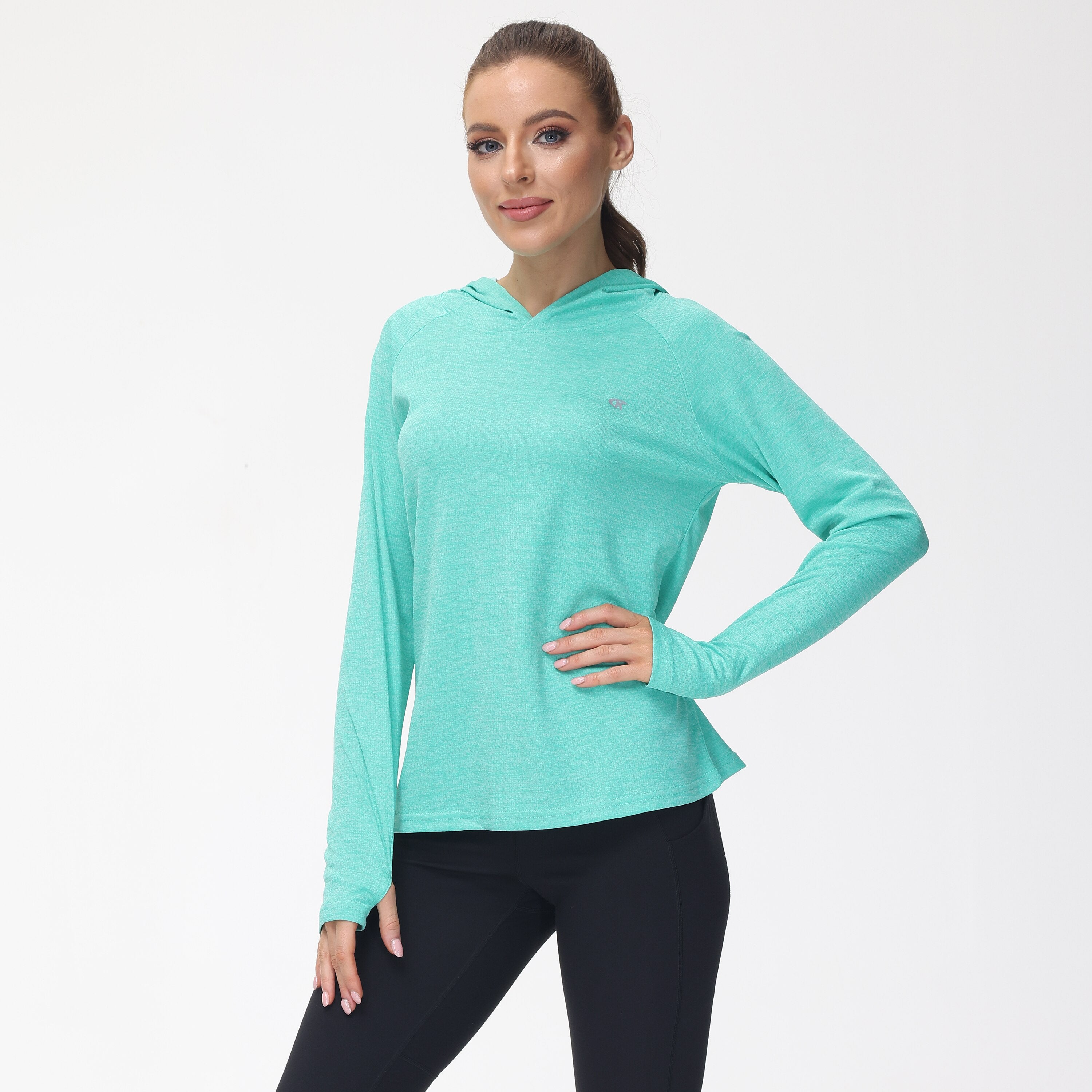 Buy lightgreen Hiking and Running Long Sleeve T-Shirt Rash Guard UPF 50+ Quick Dry Lightweight For women