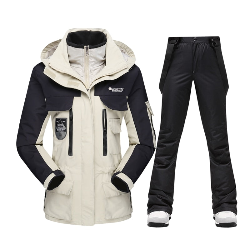 Buy suitjacket-pants02 Warm Windproof Waterproof Ski Jacket Ski Pants set for women Outdoor Snow Sports Coat Trousers Snowboard Wear