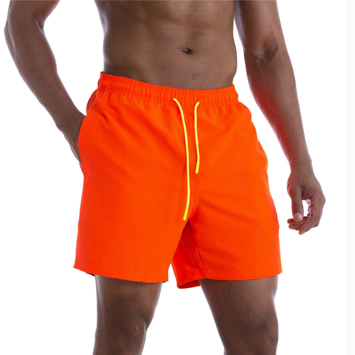 Buy orange02 Swimming Shorts for Men elastic waist and drawstring