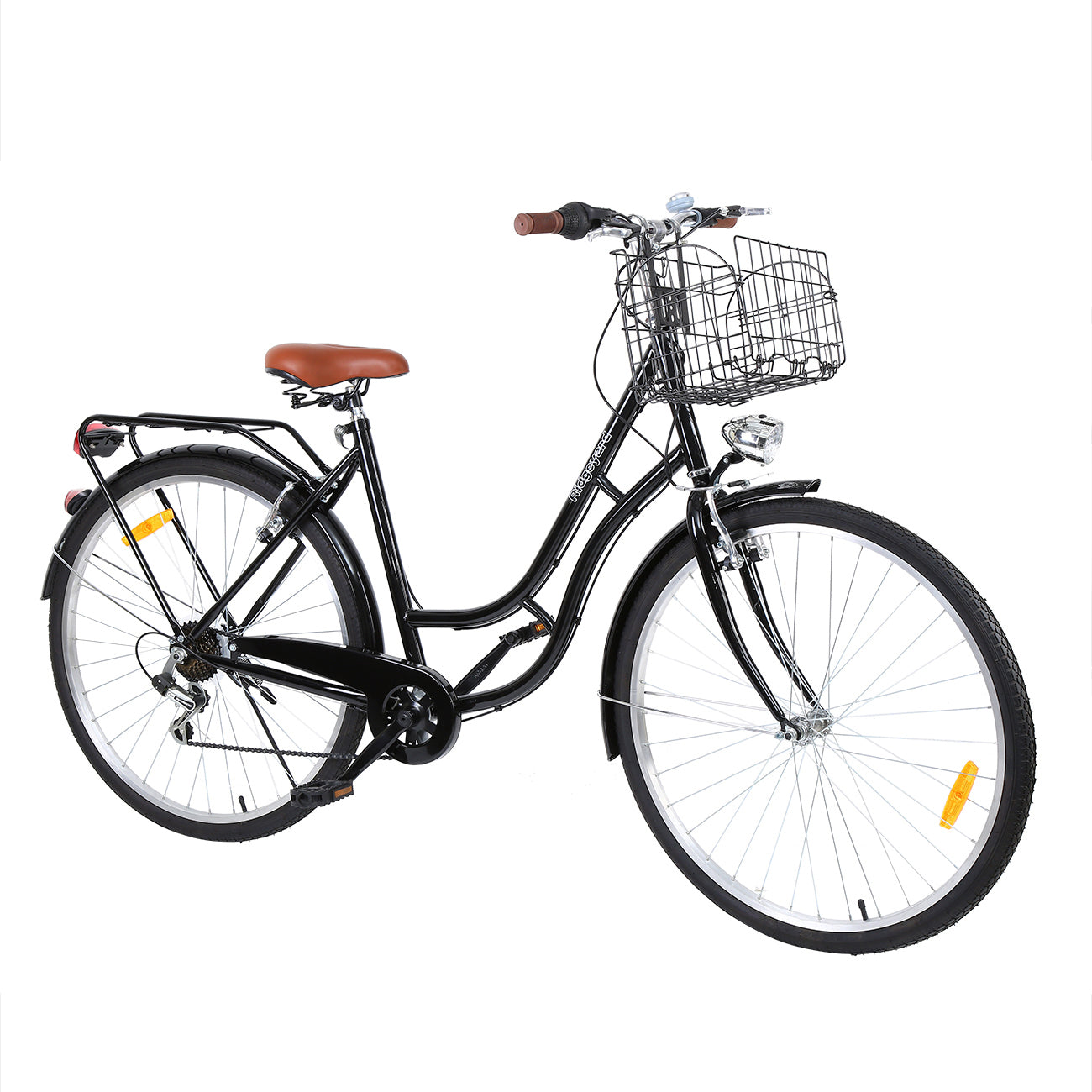 28 Inches 7 Speeds Vintage City Bike Ladies Bike Outdoor Sports City Urban Bicycle Shopper Bike Woman Bikes with Baskets (Black) - 0