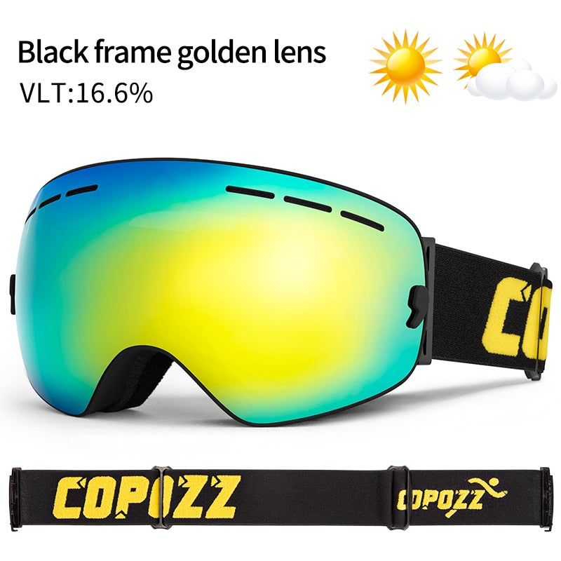 Buy black-goggles-only COPOZZ Professional Ski Goggles with Double Layers Anti-fog UV400