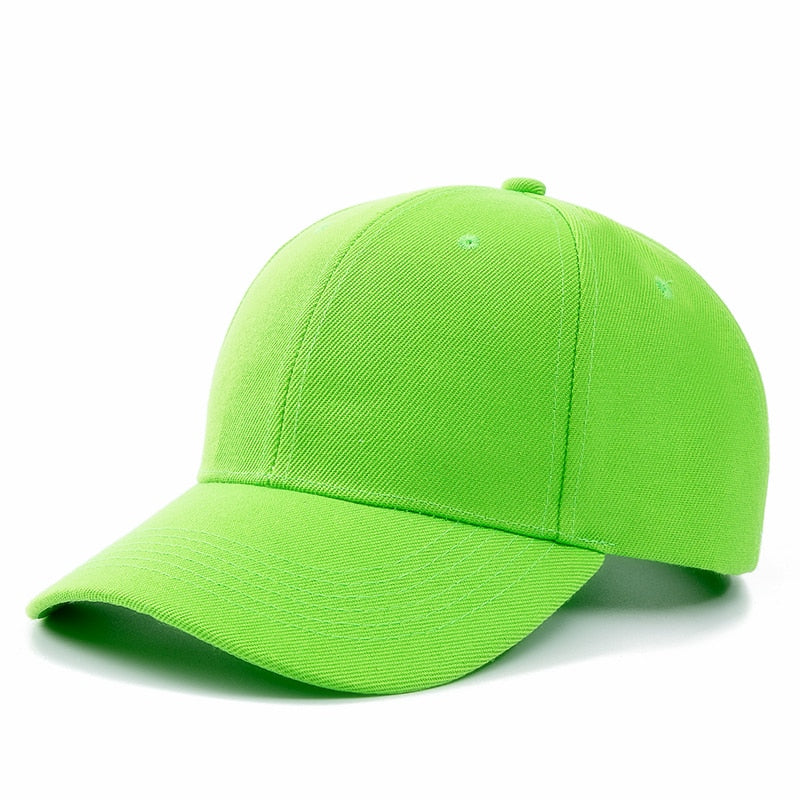Buy fluorescent-green-1 Plain and Mesh  Adjustable Snapback Baseball Cap