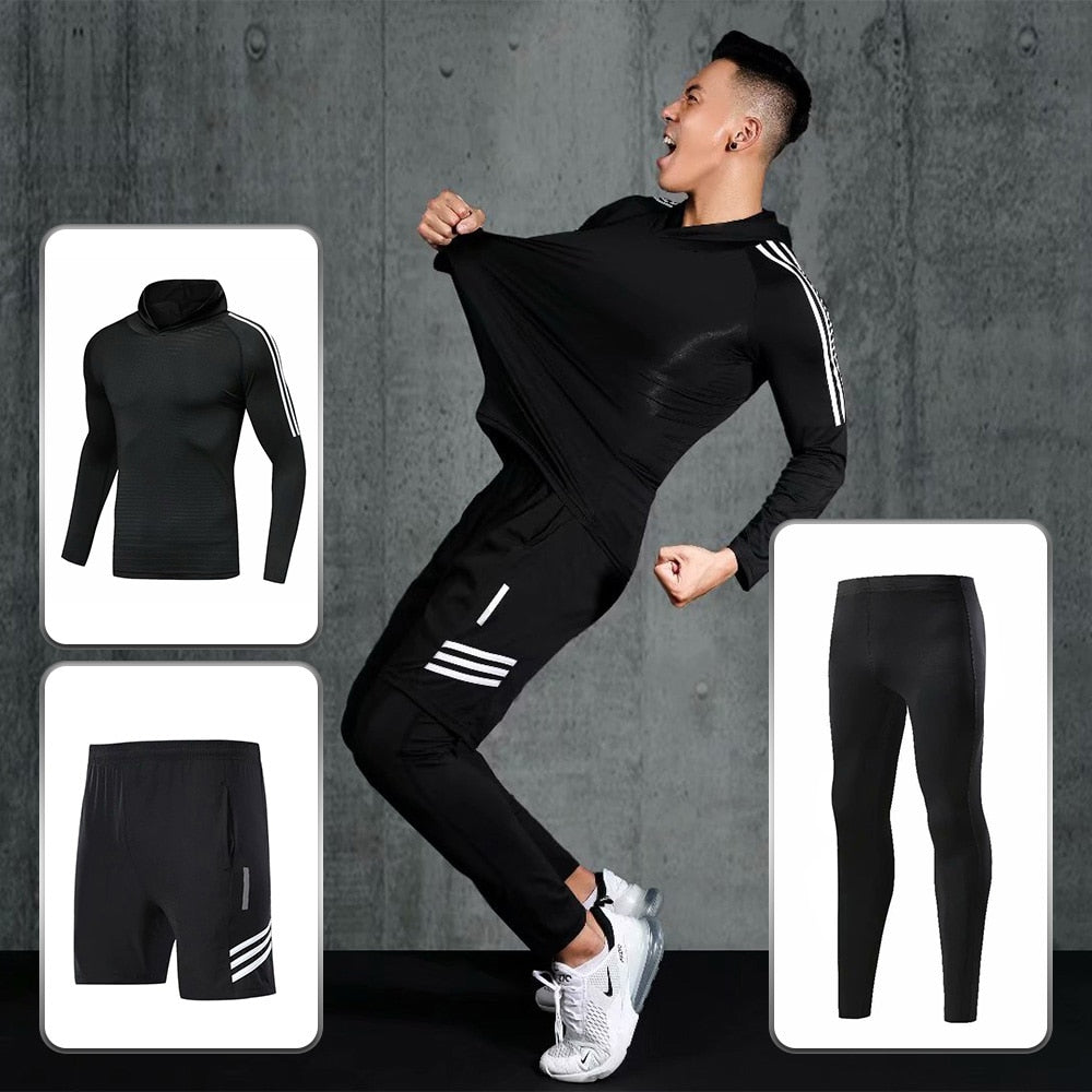Buy black 2 pc Compression Quick Drying Spandex Sport &amp; Running Suits for Men