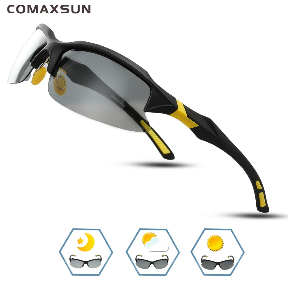 Buy style-2-black-yellow COMAXSUN Professional Polarized Cycling Glasses Sports Sunglasses UV 400 Tr90