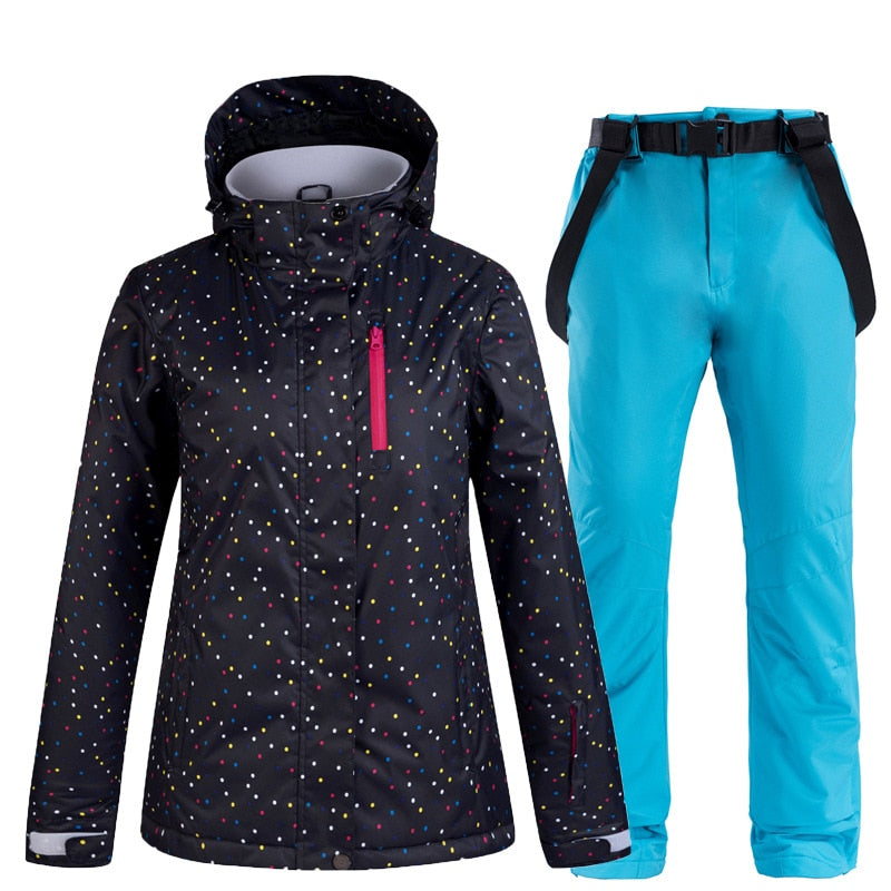 Buy color-12 Thermal Ski Jacket &amp; Pants Set Windproof Waterproof Snowboarding Jacket or set for women