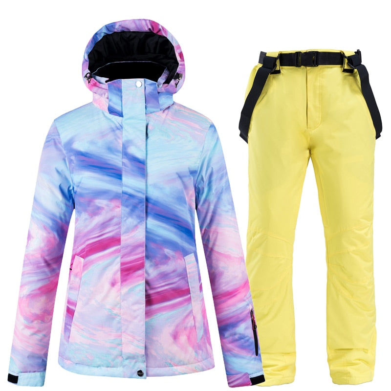 Warm Colorful Waterproof & Windproof Ski Suit for Women  Skiing and Snowboarding Jacket or Pants Set