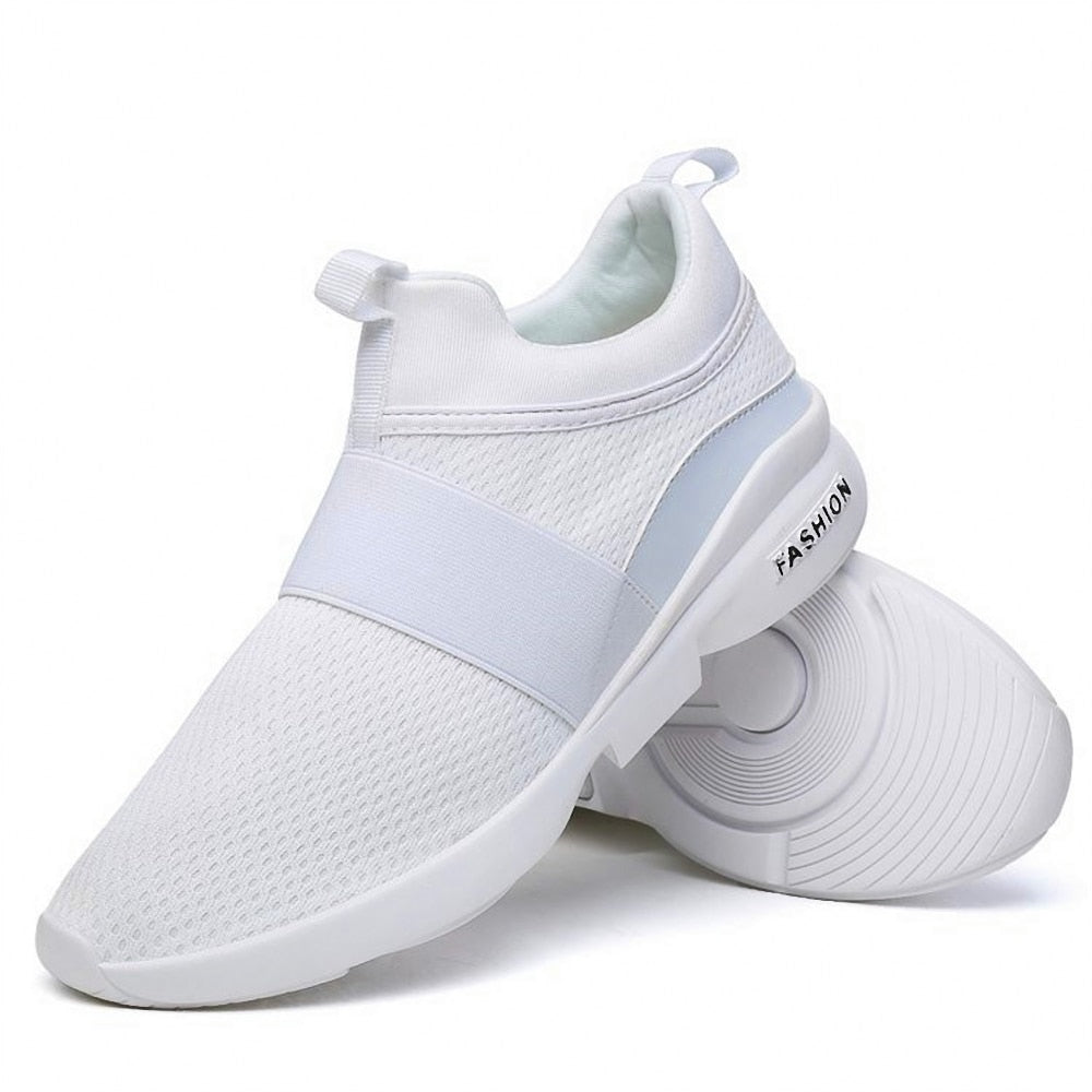 Buy white Damyuan Men &amp; Women Flyweather Comfortable Breathable Light Mesh Jogging Shoes