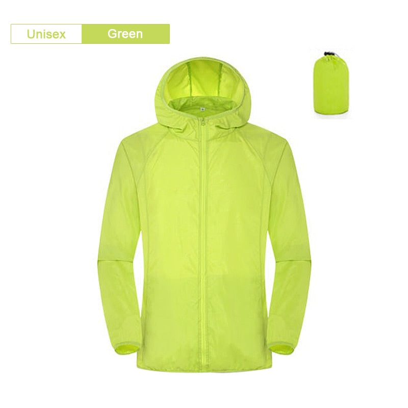 Buy unisex-green Camping, Hiking or jogging Waterproof Jacket for Men &amp; Women With Pocket