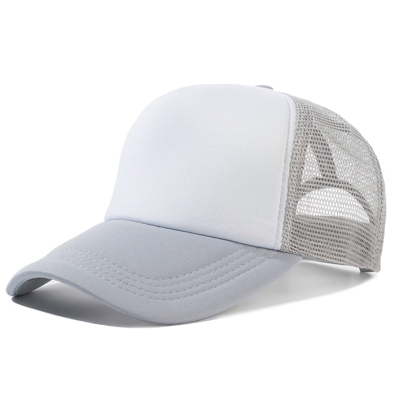 Buy grey-white Plain and Mesh  Adjustable Snapback Baseball Cap