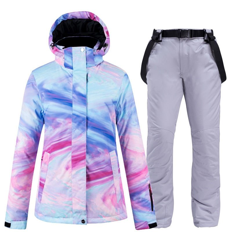 Warm Colourful Waterproof & Windproof Ski Suit for Women Skiing and Snowboarding Jacket or Pants Set