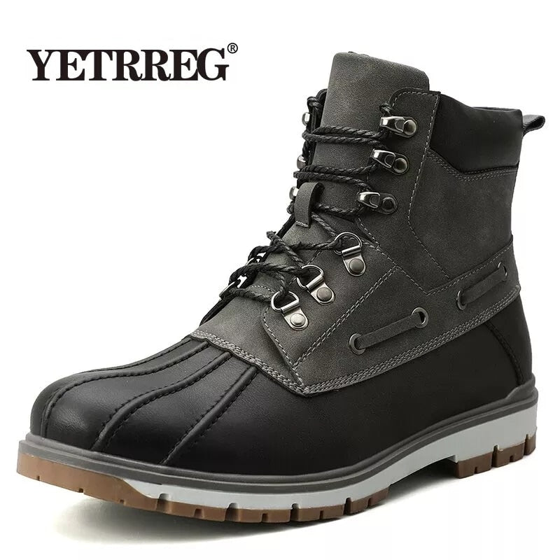 Winter Men's Lace-UP Ankle Boots with Thick Warm Plush