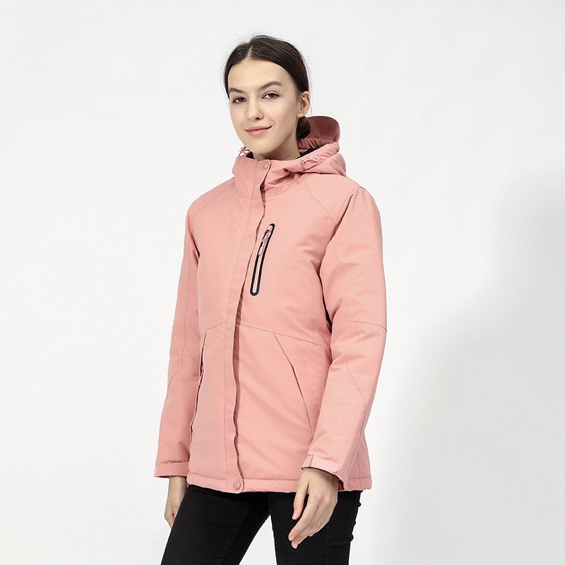 Buy pink-women USB Heated Waterproof Jacket for Men Women