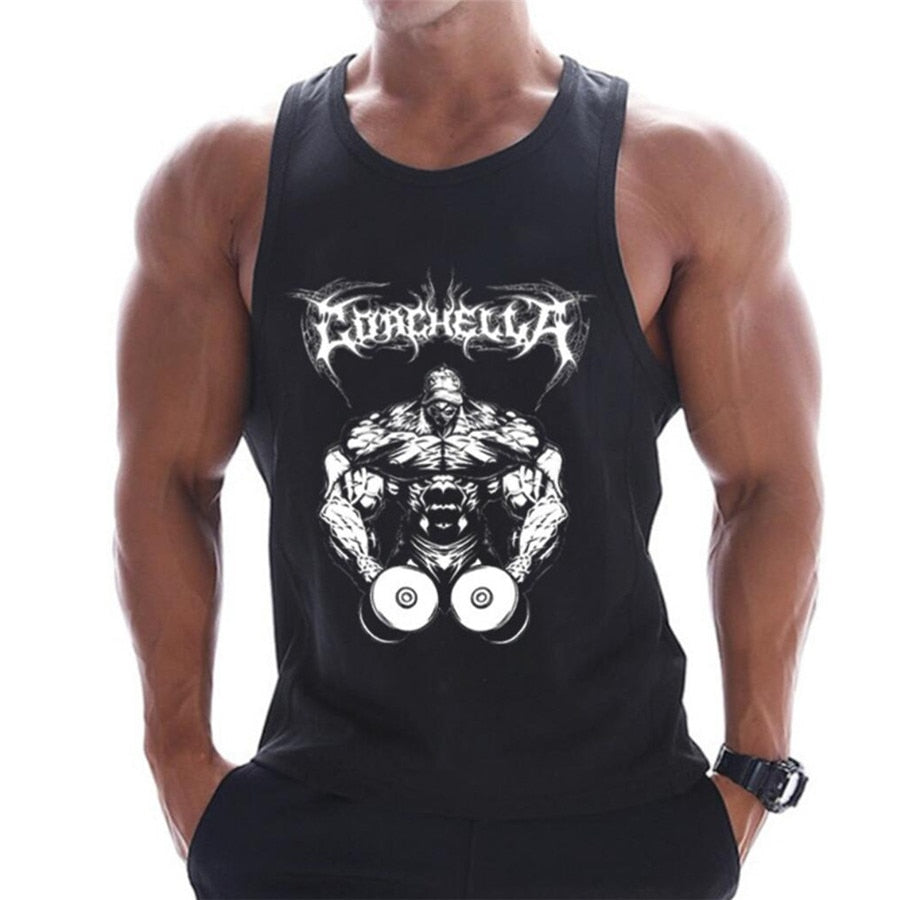 Buy c17 Gym-inspired Printed Bodybuilding and fitness cotton Tank Top for Men