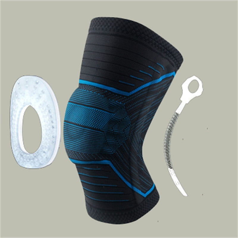 Buy hx049-black-blue Knee Patella Protector Brace sleeve with or without Silicone Spring