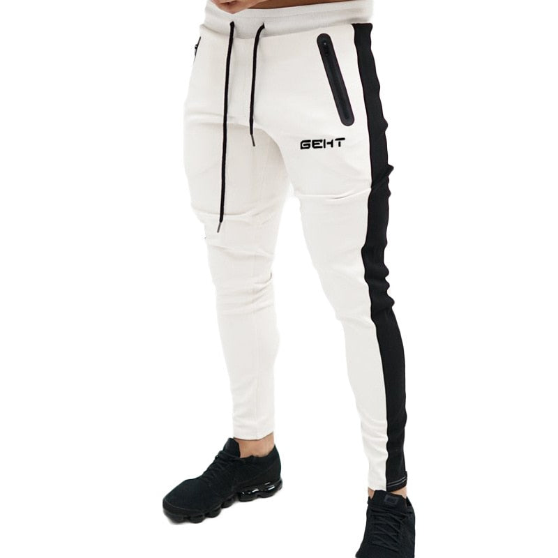 Buy white-1-h Skinny Fit cotton Gym and Fitness Joggers for Men