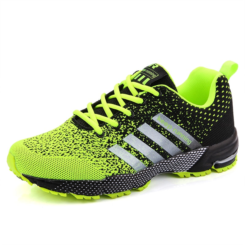 Buy green-8702 Lightweight Unisex Breathable Mesh Running Shoes of Multiple Colours
