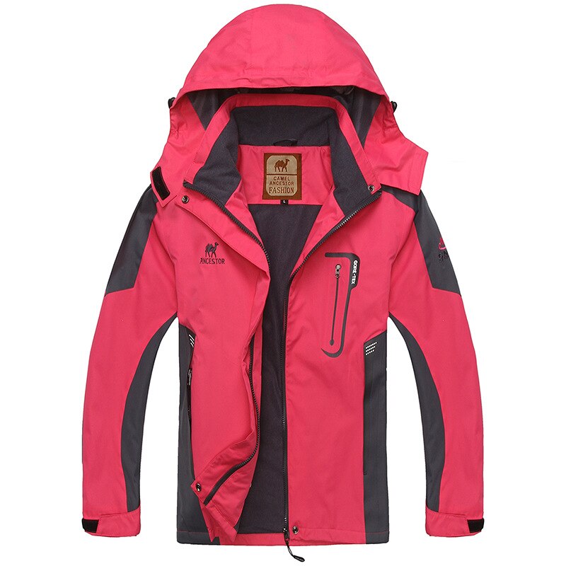 Buy women-rose-red Ladies Outdoor Jackets Thin Large Size Waterproof Mountaineering Clothes Outdoor Riding Windbreaker
