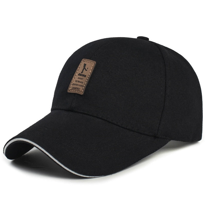 Buy black-cap-1 Summer Women Men Structured Baseball Cap Solid Cotton Adjustable Snapback Sunhat Outdoor Sports Hip Hop Baseball Hat Casquette