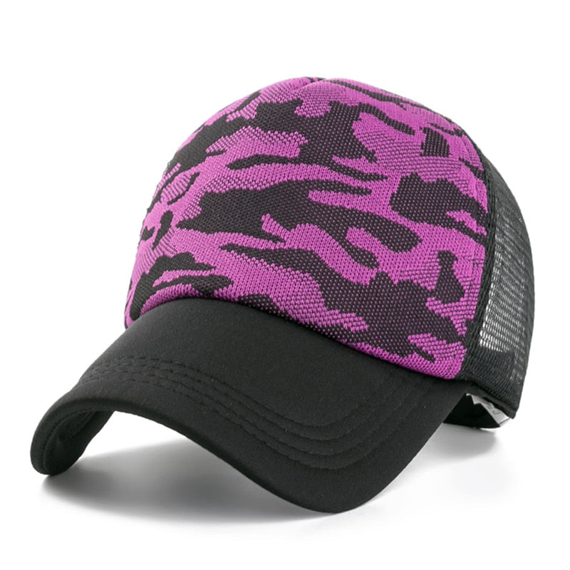 Buy purple Plain and Mesh  Adjustable Snapback Baseball Cap
