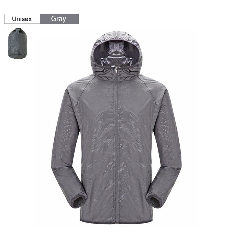 Buy unisex-gray Hiking Jacket Waterproof Quick Dry Camping Sun-Protective Anti UV Windbreaker