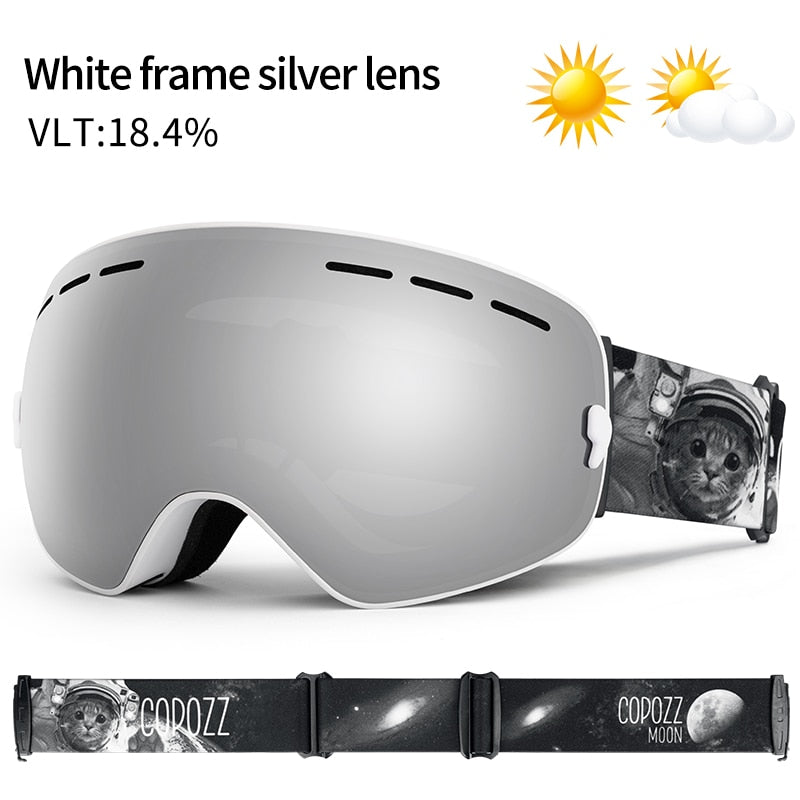 Buy silver-goggles-only2 COPOZZ Professional Ski Goggles with Double Layers Anti-fog UV400
