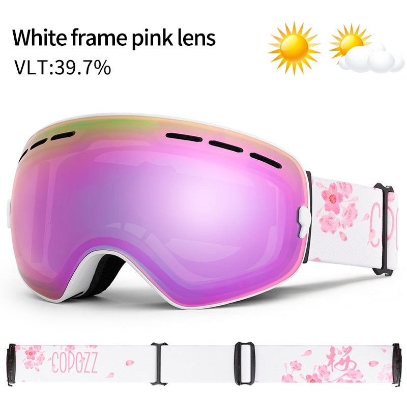 Buy pink-goggles-only-1 COPOZZ Professional Ski Goggles with Double Layers Anti-fog UV400