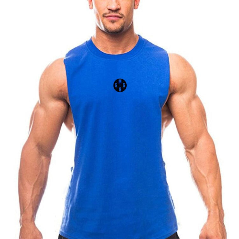 Buy blue Muscleguys Workout Tank Top with Low Cut Armholes