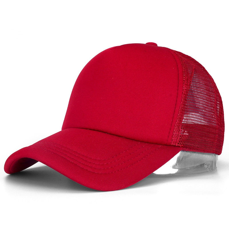 Buy red Plain and Mesh  Adjustable Snapback Baseball Cap