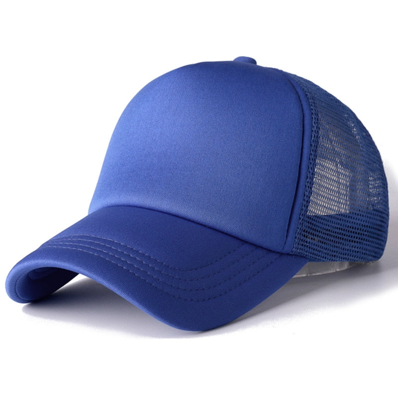 Buy blue Plain and Mesh  Adjustable Snapback Baseball Cap
