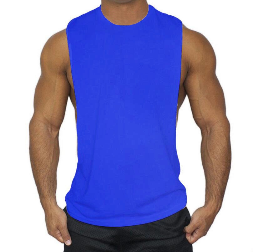 Buy blue-blank Muscleguys Workout Tank Top with Low Cut Armholes