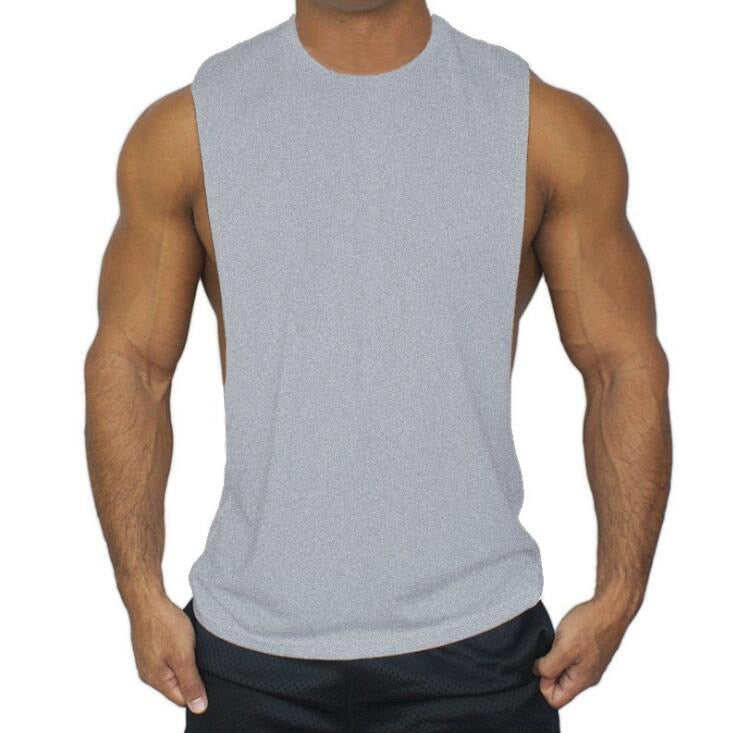 Buy gray-blank Muscleguys Workout Tank Top with Low Cut Armholes