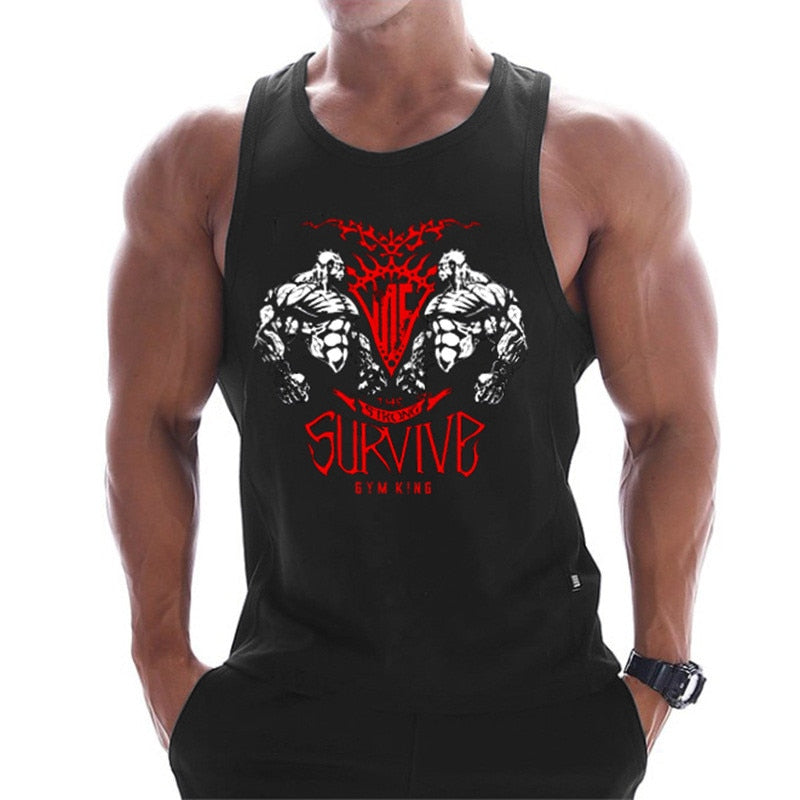 Buy black3 Bodybuilding tank-top for men of various designs. sleeveless singlet for men