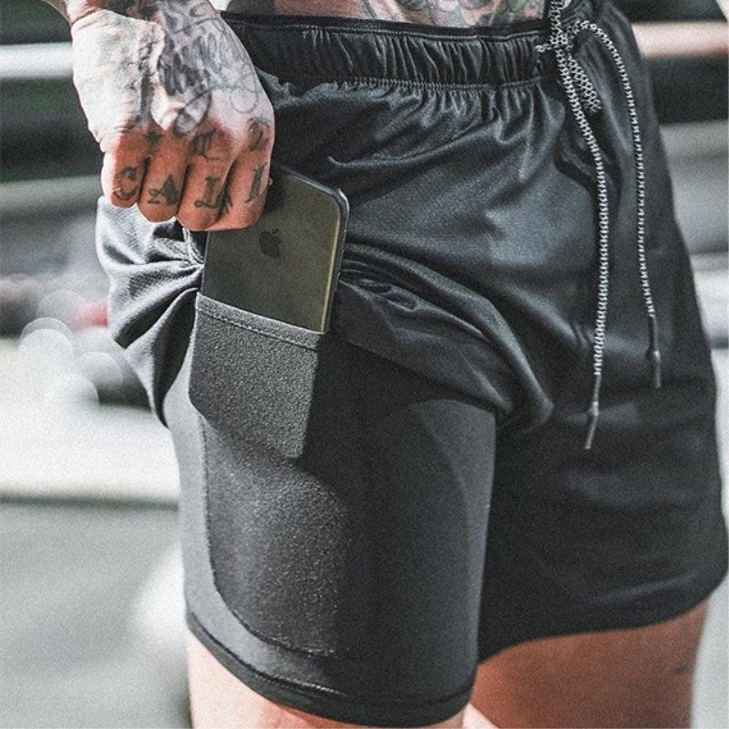 Buy black Quick Dry two - part Shorts for Men with inside pocket