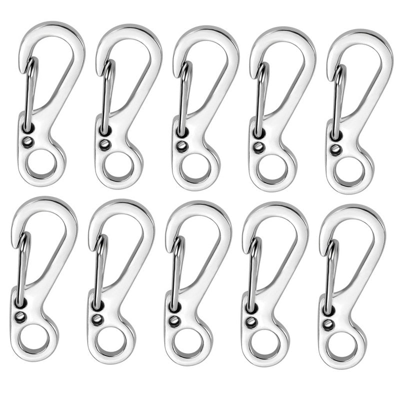 Buy silver 10Pcs/lot Mini Carabiner Keychain Camping Gadgets EDC Survival Equipment Snap Hook Climbing SF Spring Backpack Tactical Gear