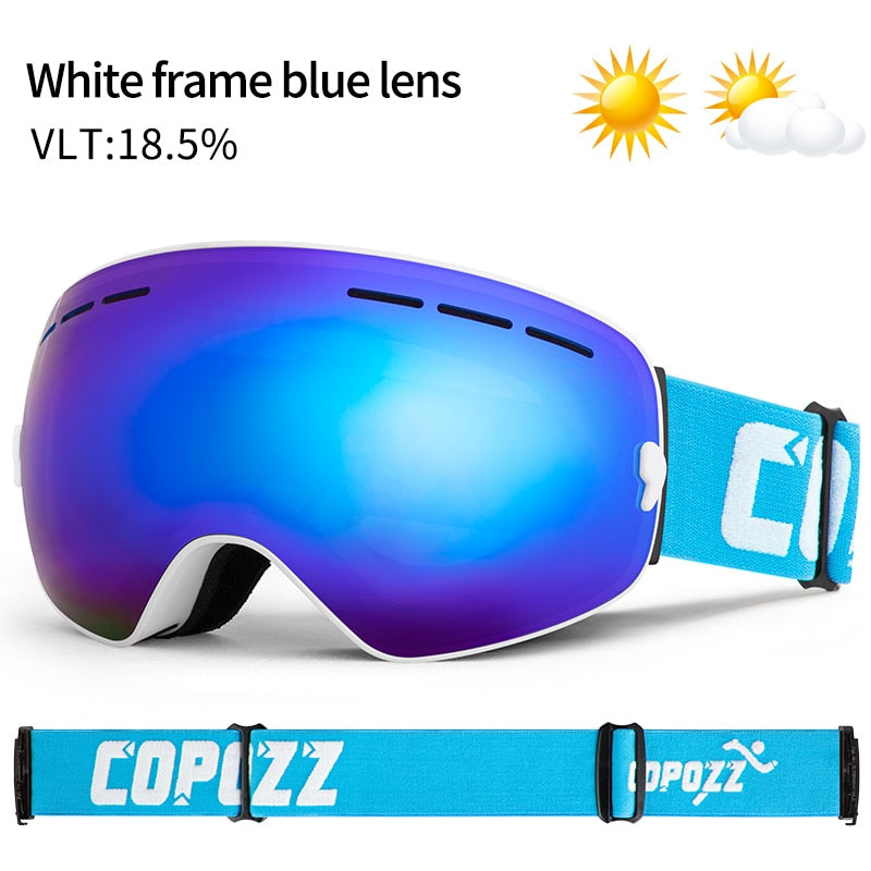 Buy white-goggles-only COPOZZ Professional Ski Goggles with Double Layers Anti-fog UV400
