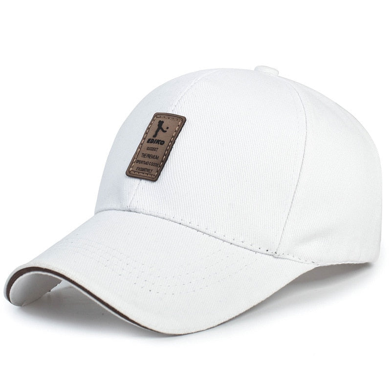 Buy white-cap Summer Women Men Structured Baseball Cap Solid Cotton Adjustable Snapback Sunhat Outdoor Sports Hip Hop Baseball Hat Casquette