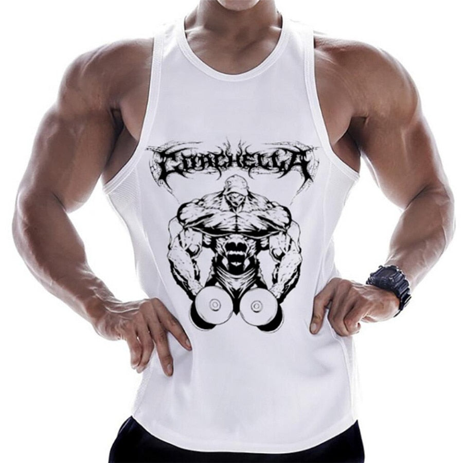 Buy c18 Gym-inspired Printed Bodybuilding and fitness cotton Tank Top for Men
