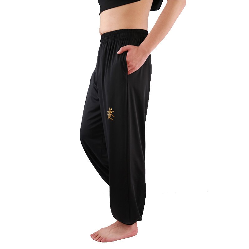 Buy wu Customized Kung Fu Pants Nylon Wing Chun Tai Chi Clothing Martial Arts Yoga Pants men Loose самурай Wushu Artes Marcia Pants