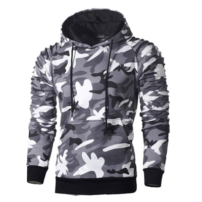 Buy camo-light-grey DIMUSI Slim Camouflage Windbreaker Hooded Sweatshirt for Men