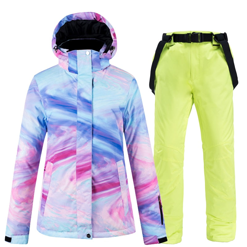 Buy color-4 Warm Colourful Waterproof &amp; Windproof Ski Suit for Women Skiing and Snowboarding Jacket or Pants Set