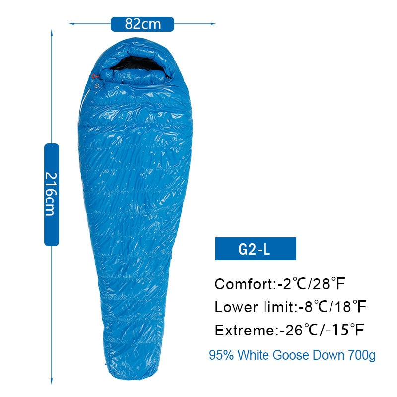 Buy g2-l-700g-blue AEGISMAX 95% White Goose Down Mummy Shape Camping Sleeping Bag
