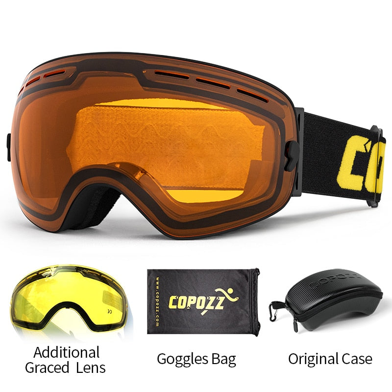 Buy frame-orange-set COPOZZ Professional Ski Goggles with Double Layers Anti-fog UV400