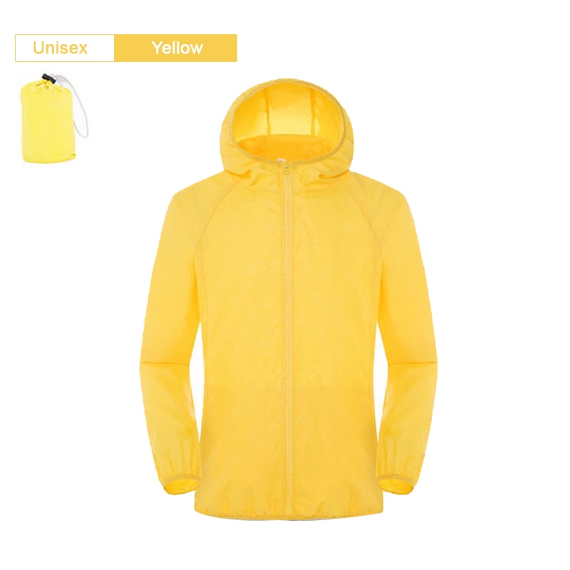 Buy unisex-yellow Hiking Jacket Waterproof Quick Dry Camping Sun-Protective Anti UV Windbreaker