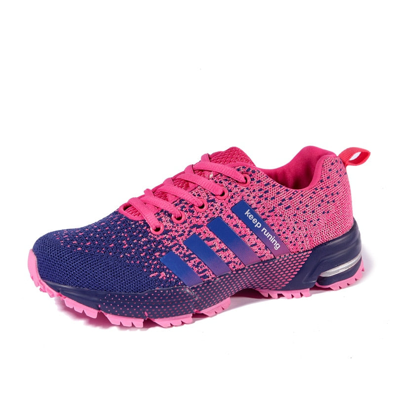 Buy pink-8702 Lightweight Unisex Breathable Mesh Running Shoes of Multiple Colours
